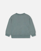 French Terry Printed Sweatshirt Pine Green | Deux par Deux | Jenni Kidz
