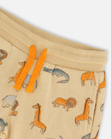 French Terry Short Beige Printed Jungle Animal | Deux par Deux | Jenni Kidz