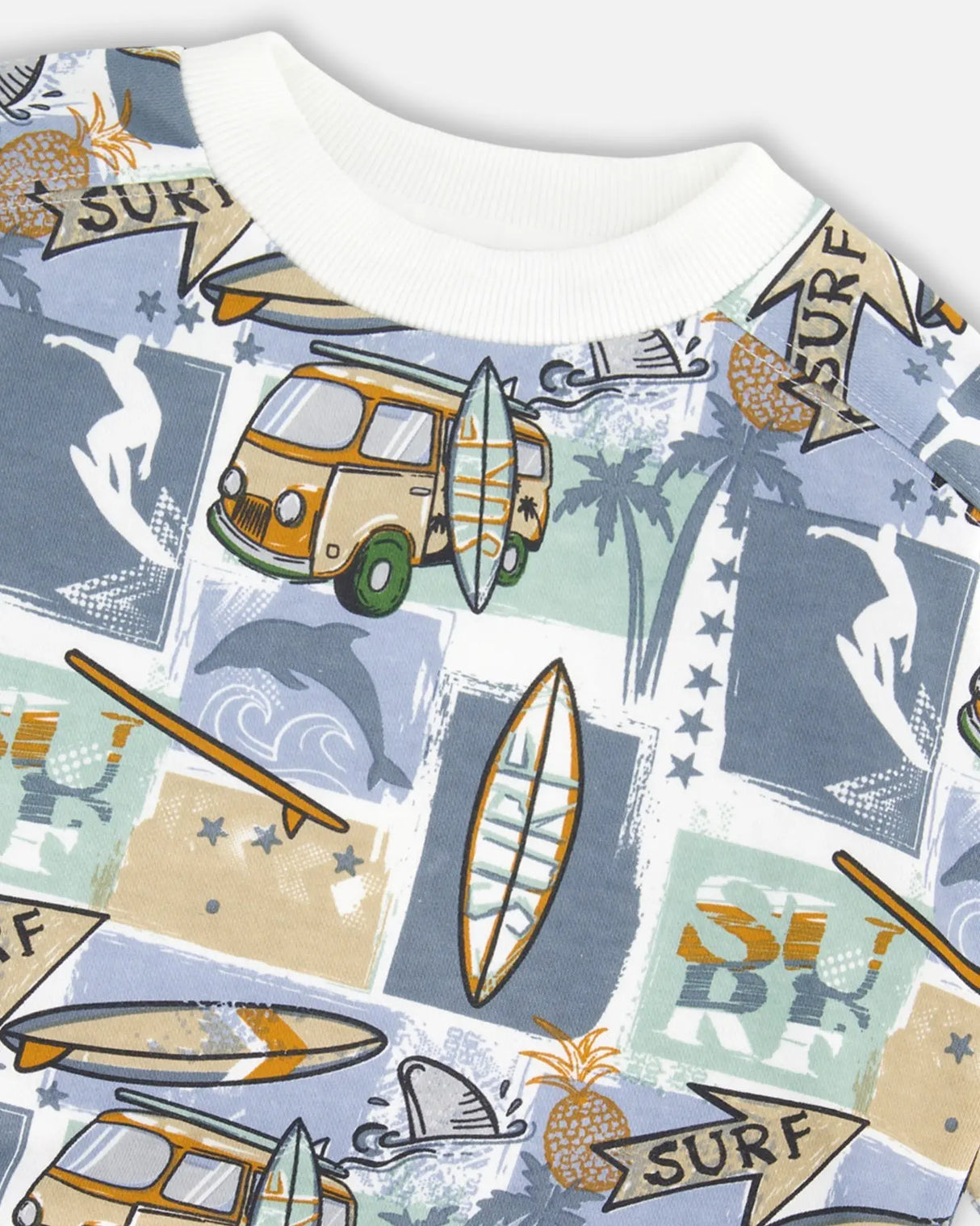 French Terry Sweatshirt Printed Surf And Caravan | Deux par Deux | Jenni Kidz