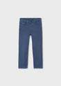 Front flat lay of Mayoral boys’ straight-leg pants in indigo cotton twill