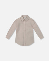 Long Sleeve Button Down Shirt Light Taupe-0
