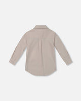 Long Sleeve Button Down Shirt Light Taupe-1