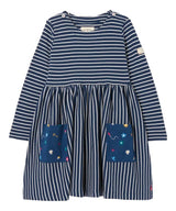 Girls Blue Stripe Nancy Breton Pocket A-Line Dress | Joules | Joules | Jenni Kidz