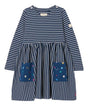Girls Blue Stripe Nancy Breton Pocket A-Line Dress | Joules | Joules | Jenni Kidz