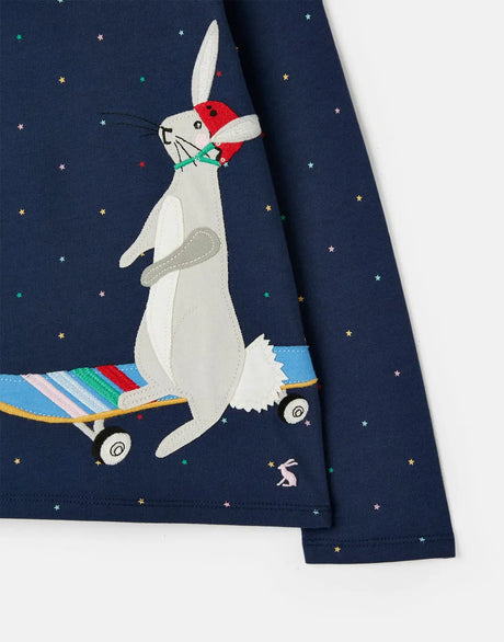 Girls Navy Long Sleeve Rabbit T-Shirt  | Joules | Joules | Jenni Kidz