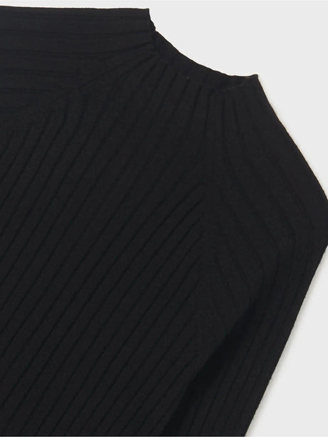 Girls Ribbed Knit Mockneck Long Sleeve - Black | Mayoral | Mayoral | Jenni Kidz