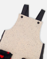 Glittering French Terry Overall Dress Beige And Black | Deux par Deux | Jenni Kidz