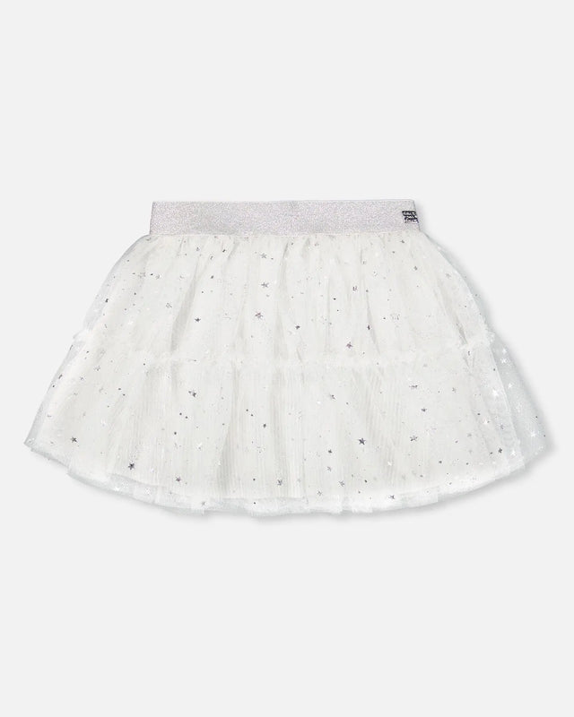 Glittering Tulle Skirt Off White | Deux par Deux | Jenni Kidz