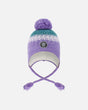 Lined Peruvian Knit Hat With Pompom Lilac And Green-0