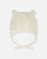 Lined Baby Sherpa Hat With Ear Flaps Off-White-1