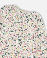 Organic Cotton Long Sleeve Romper Off-White Floral-2