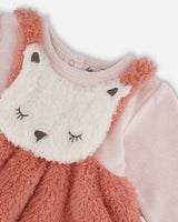 Bi-Material Dress And Leggings Set Old Pink-2