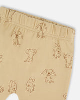 Organic Cotton Pant And Top Set Beige Printed Dogs-3