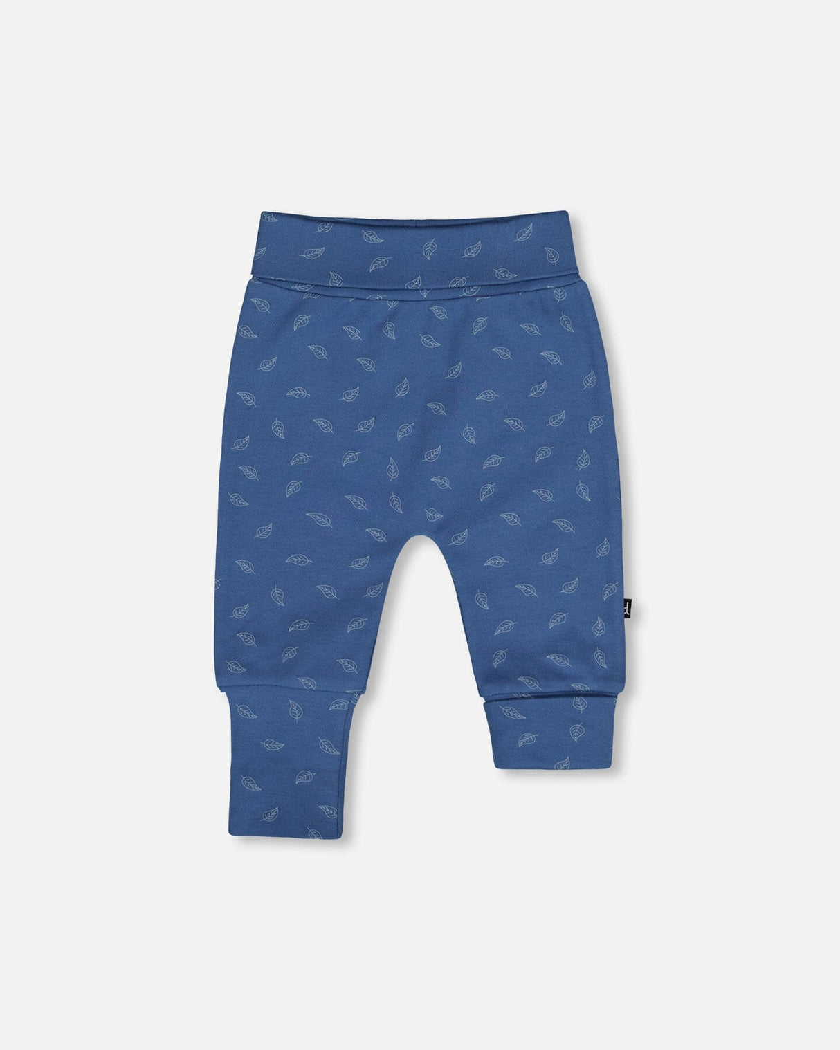 Organic Cotton Evolutive Pants Blue Printed Leaves-0