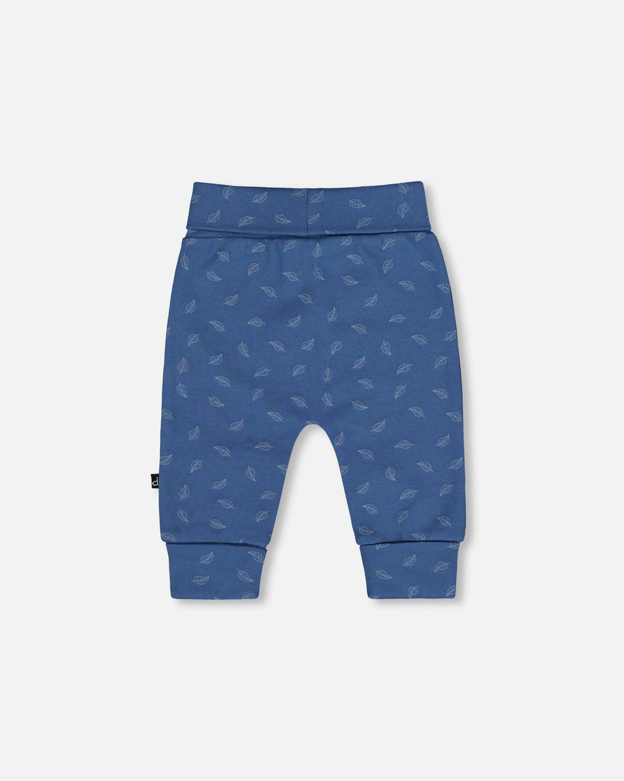 Organic Cotton Evolutive Pants Blue Printed Leaves-1