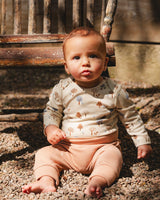 Organic Cotton Onesie Beige Tree Print-1