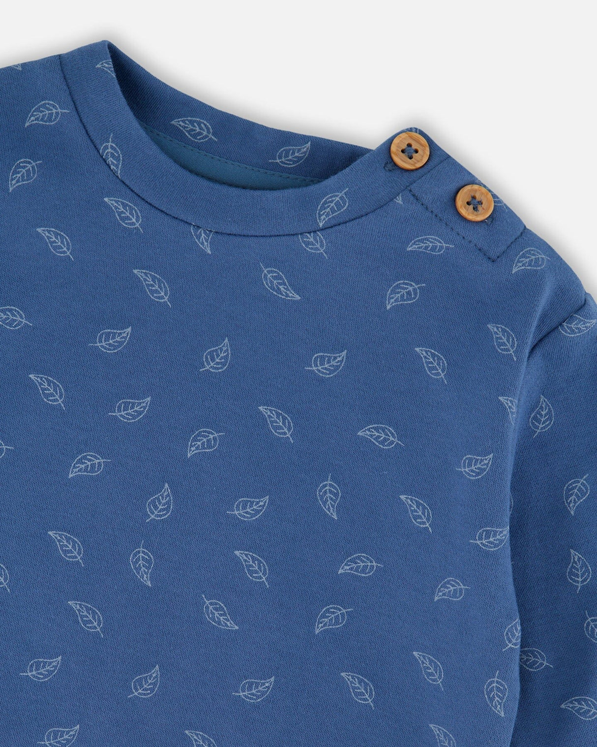 Organic Cotton Pant And Top Set Blue Leaf Print-2