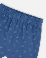 Organic Cotton Pant And Top Set Blue Leaf Print-3