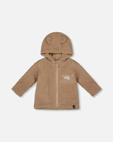 Sherpa Bear Hooded Zip Jacket Brown-0