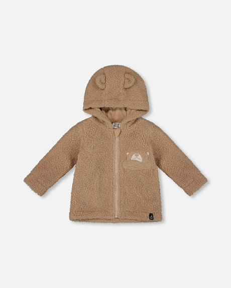 Sherpa Bear Hooded Zip Jacket Brown-0