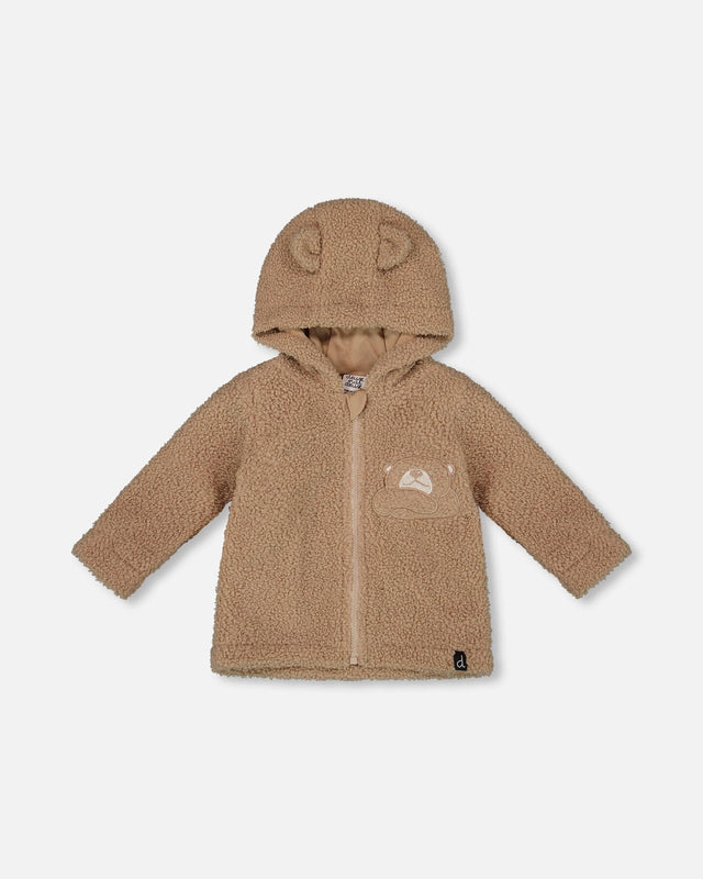 Sherpa Bear Hooded Zip Jacket Brown-0