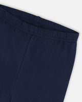 Organic Cotton Jersey Leggings Dark Blue With Cats-4