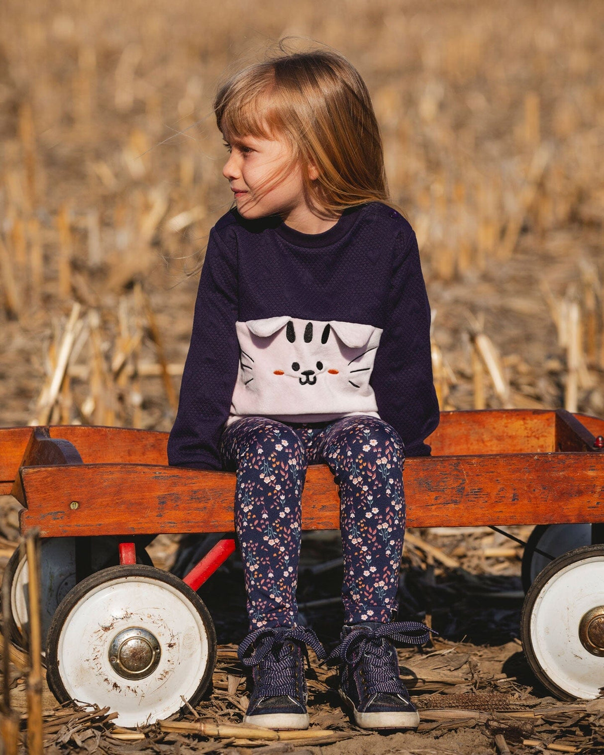 Long Bi-Material Top Dark Blue With Cat-1