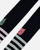 Knit Tights Dark Blue-3