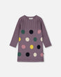 Jacquard Sweater Dress With Polka Dot Pattern Purple Gray-0