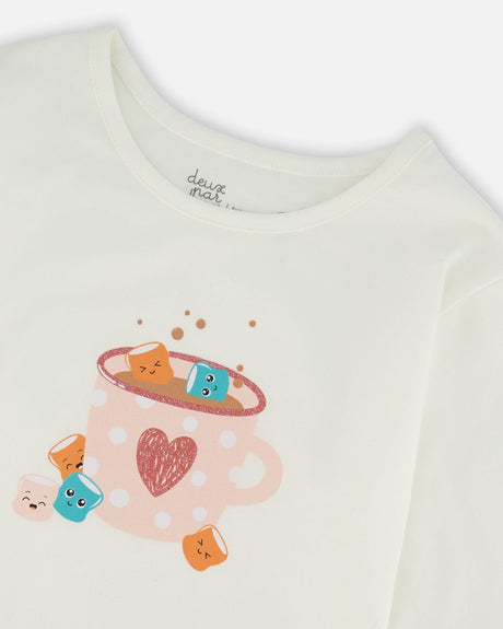 Organic Cotton Long Sleeve T-Shirt Off-White With Hot Chocolate-3