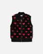 Faux Fur Sleeveless Vest Black And Red With Hearts-0