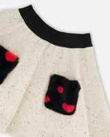 Glittering French Terry Skirt Beige And Black-3