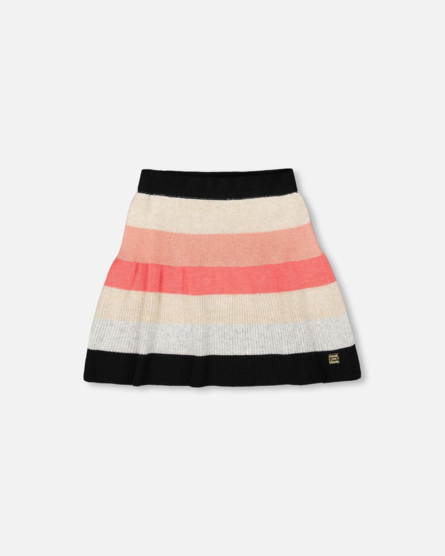 Striped Knit Skirt Beige Black And Pink-0