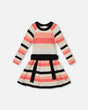 Striped Knit Dress Beige Black And Pink-0
