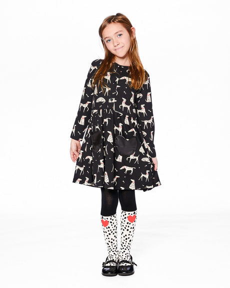 Knit Tights Black With Dalmatian Pattern-1