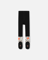 Knit Tights Black With Dalmatian Pattern-2