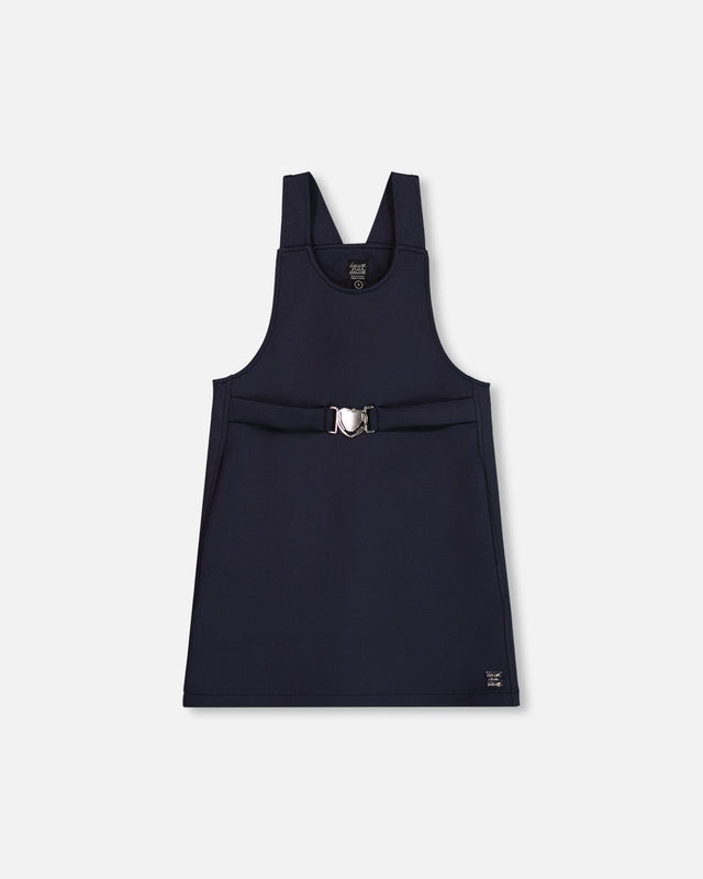 Milano Jumper Dress Navy Blue With Buckle Detail-0