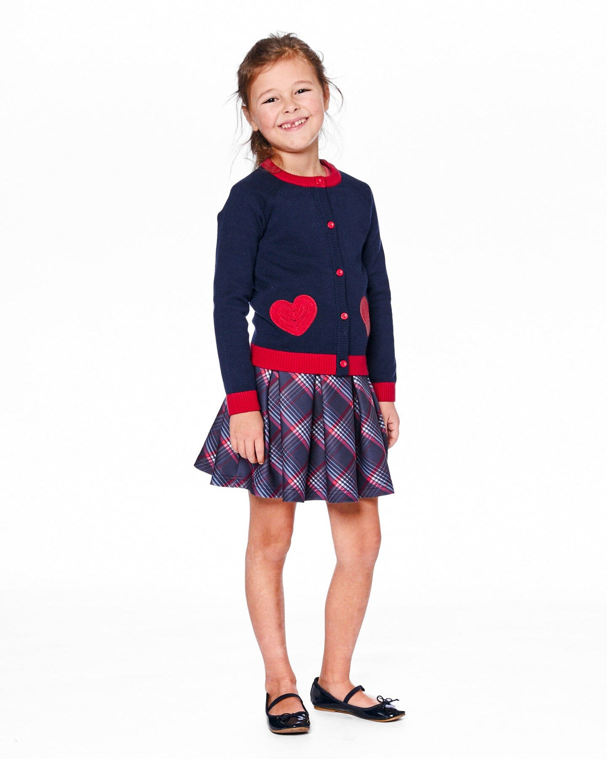 Pleated Milano Skirt Red And Navy Plaid-1