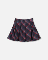 Pleated Milano Skirt Red And Navy Plaid-2