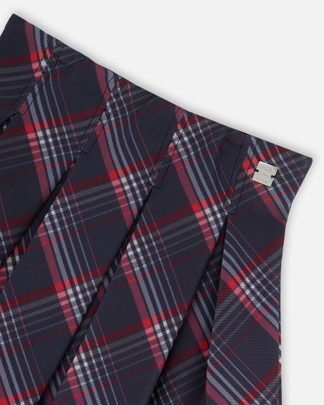 Pleated Milano Skirt Red And Navy Plaid-3