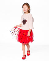 Tulle Skirt Red With Iridescent Heart Confettis-1