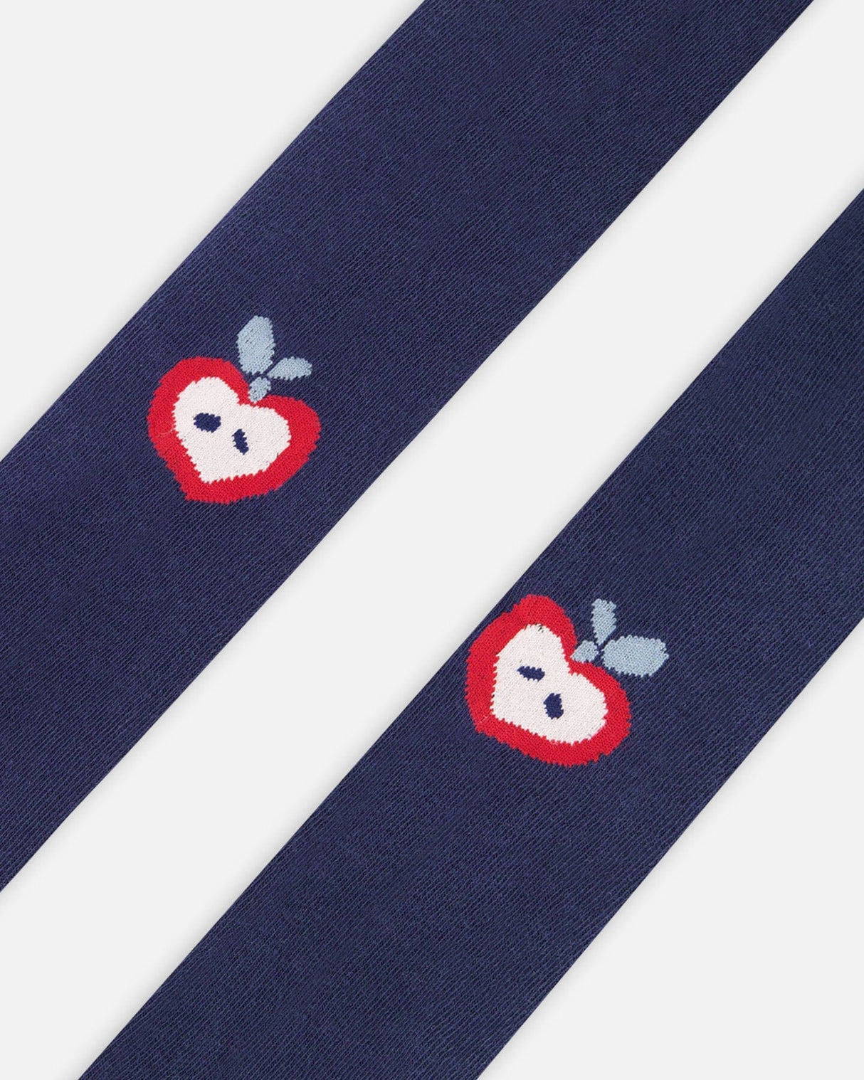 Knit Tights Navy Blue With Apples-2