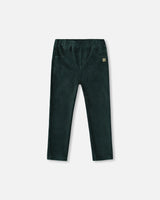 Stretch Velour Rib Treggings Dark Green-0