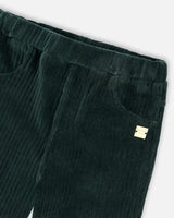 Stretch Velour Rib Treggings Dark Green-3