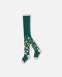 Knit Tights Dark Green With Flower Motifs-0