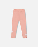 Organic Cotton Leggings Dusty Pink With Unicorn Print-0