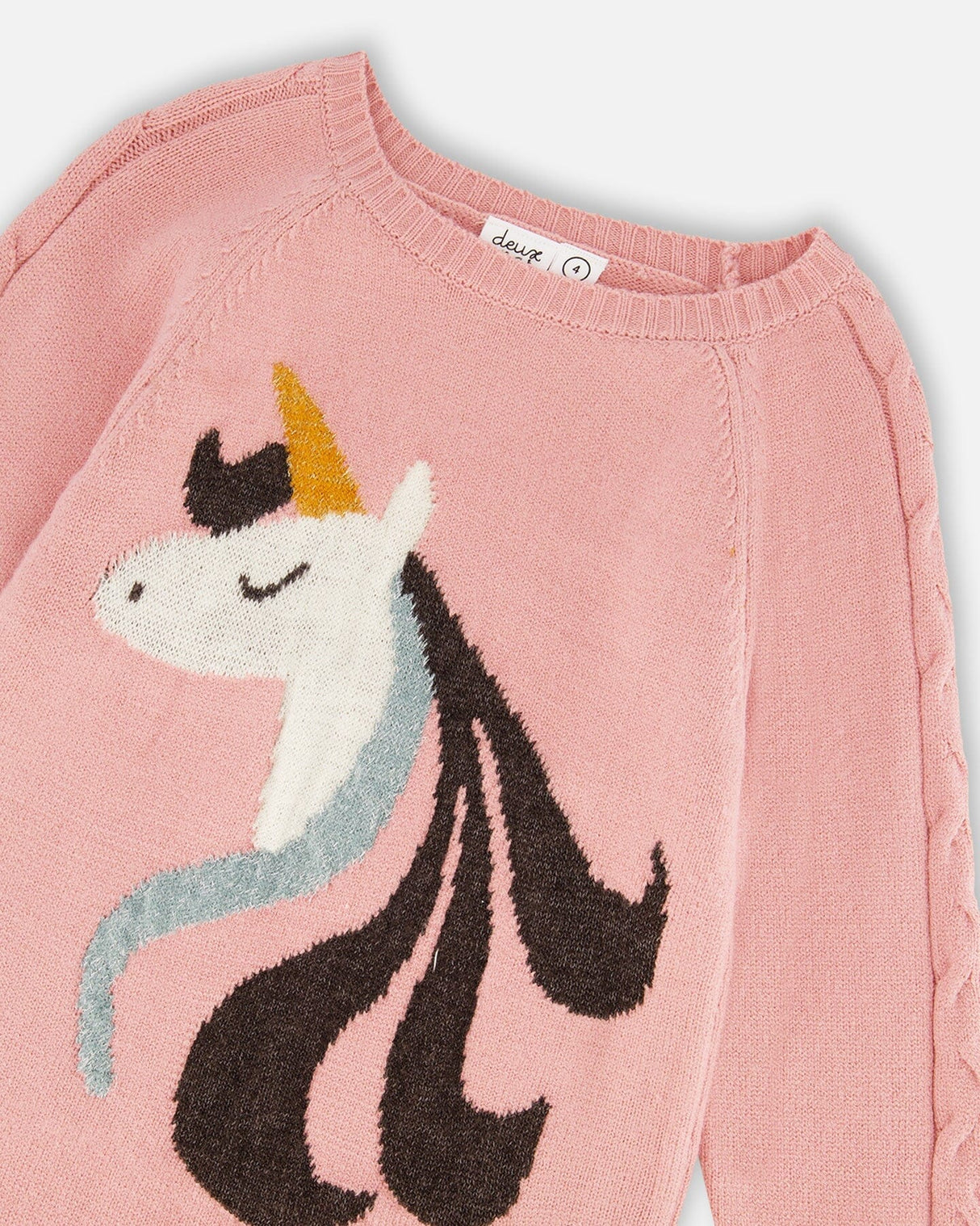 Knitted Dress Dusty Pink With Unicorn Intarsia-3
