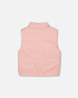 Corduroy Puffy Sleeveless Vest Dusty Pink-3