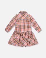 Shirt Plaid Dress With Frill Pink, Yellow And Gray-2