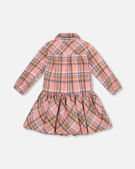 Shirt Plaid Dress With Frill Pink, Yellow And Gray-2